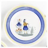 ***QUIMPER*** Henriot French Coffee Pot & Lid, Bowl, Set of Two Plates & Tea Cup with Saucer. Estimated Replacement Value = $500