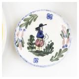 ***QUIMPER*** Henriot French Coffee Pot & Lid, Bowl, Set of Two Plates & Tea Cup with Saucer. Estimated Replacement Value = $500