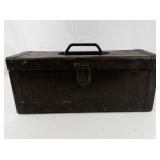 CORBIN 18" Vintage Brown Metal Tackle Box with Some Tackle. -Decor?