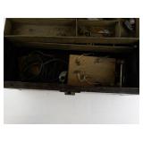 CORBIN 18" Vintage Brown Metal Tackle Box with Some Tackle. -Decor?