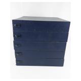Group of 5 Record/LP Blue Storage Drawers