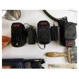 Large Box of Tools -Hedge Trimmer, Corded Drill, JigSaw, Painting Supplies, Funnels, Batteries & More!