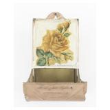 Pink Floral Vintage Metal Match Holder