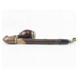 BRUYERE GARANTIE Black Forest Briar Wood Wooden Pipe with Elk/Deer Carving - Three Detachable Parts