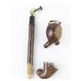 BRUYERE GARANTIE Black Forest Briar Wood Wooden Pipe with Elk/Deer Carving - Three Detachable Parts