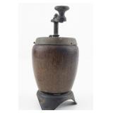 19-Century ANTIQUE Wooden Barrel Pepper Mill Grinder