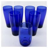 Set of 6 CRISTAR Cobalt Blue Rounded Top Highball Glasses.