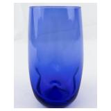 Set of 6 CRISTAR Cobalt Blue Rounded Top Highball Glasses.