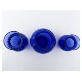 Group of 3 Twisted Cobalt Blue Vases.