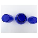 Group of 3 Twisted Cobalt Blue Vases.
