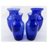 Group of 4 Cobalt Blue Vases.