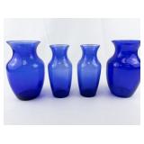 Group of 4 Cobalt Blue Vases.