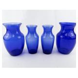 Group of 4 Cobalt Blue Vases.
