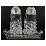 Vintage Bohemian Cut Crystal Salt & Pepper Shakers with Tray