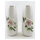 Vintage Porcelain Raised Roses Prayer Salt & Pepper Shakers