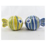 Blue, Green, & Yellow Fish Salt & Pepper Shakers.
