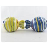 Blue, Green, & Yellow Fish Salt & Pepper Shakers.