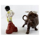Vintage Matador & Bull Ceramic Salt & Pepper Shakers