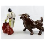 Vintage Matador & Bull Ceramic Salt & Pepper Shakers