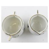 CARRIGALINE POTTERY CO. Fox Hunt & Fisherman Open Sugar Bowl & Creamer -Cork Ireland