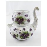LEFTON Stacking Hand Painted Violet Teapot & Cup Set #958