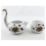 LEFTON Stacking Hand Painted Violet Teapot & Cup Set #958