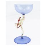 Vintage 5" Art Deco Ribbon Nude Dancer Stemware Cocktail Blown Glass.