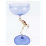 Vintage 5" Art Deco Ribbon Nude Dancer Stemware Cocktail Blown Glass.