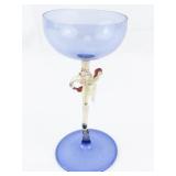 Vintage 5" Art Deco Ribbon Nude Dancer Stemware Cocktail Blown Glass.
