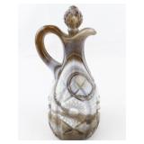 7" Beautiful IMPERIAL Opaque Pressed Caramel Brown & Butterscotch Slag Glass Cruet & Stopper