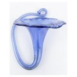 Hand Blown Blue Glass Resting Flower.