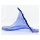 Hand Blown Blue Glass Resting Flower.