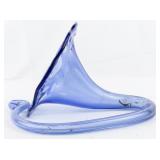 Hand Blown Blue Glass Resting Flower.