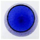 EMPOLI Italy Cobalt Blue Optic Long Twisted Stem Thumbprint Coin Glass Chalice