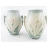 HULL POTTERY Set of Two 7 1/2 Inch "Calla Lilly" Double Handle Vases.