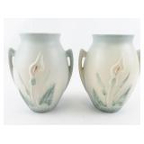 HULL POTTERY Set of Two 7 1/2 Inch "Calla Lilly" Double Handle Vases.