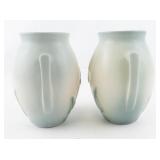 HULL POTTERY Set of Two 7 1/2 Inch "Calla Lilly" Double Handle Vases.