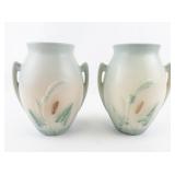 HULL POTTERY Set of Two 7 1/2 Inch "Calla Lilly" Double Handle Vases.