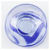 Hand Blown Cobalt Blue & Clear Swirl Footed Drinking Glass.