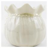 Vintage 3" BELLEEK Porcelain Fluted Ribbon Miniature Flower Pot