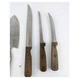Group of 11 Kitchen & Steak Knives -Tommer, Technique Jamanese Stainless Steel, & Farberware.