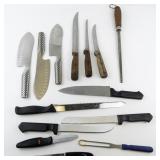 Group of 11 Kitchen & Steak Knives -Tommer, Technique Jamanese Stainless Steel, & Farberware.