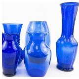 Group of 5 Cobalt Blue Various Vases