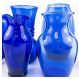 Group of 5 Cobalt Blue Various Vases