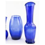 Group of 5 Cobalt Blue Various Vases