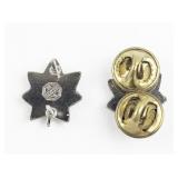 Set of Two US Coast Guard Silver Oakleaf with Blue A Lapel Pins