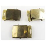 Group of Three US Army Solid Brass Belt Buckles.