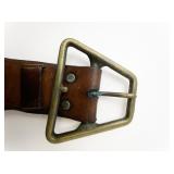 Vintage Brown Leather Belt with MASSIVE BUCKLE