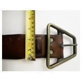 Vintage Brown Leather Belt with MASSIVE BUCKLE