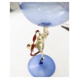 Vintage 5" Art Deco Ribbon Nude Dancer Stemware Cocktail Blown Glass.